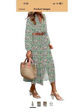 Floral Long Sleeve Maxi Dress with Belt
